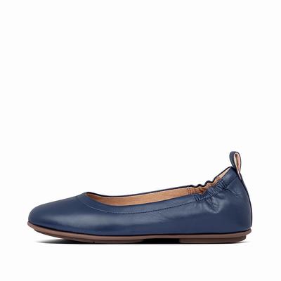 Fitflop Women's ALLEGRO Soft Leather Ballet Flats - Navy, VO1397604